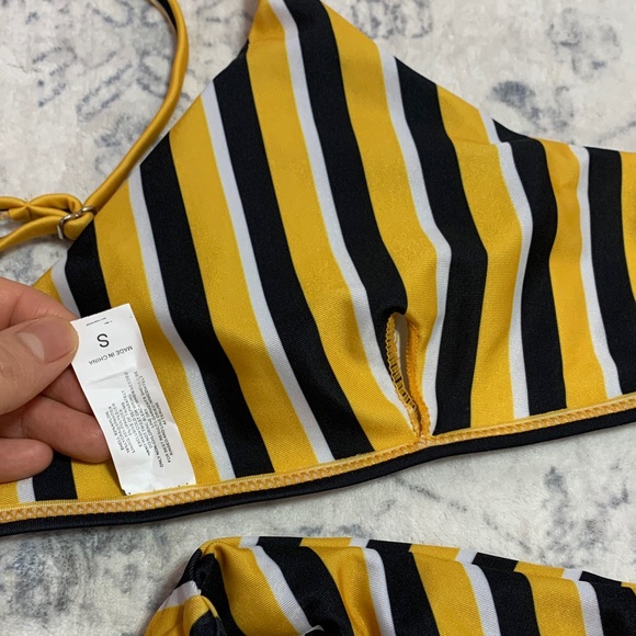 Striped Yellow and Black Bikini Set - Picture 7 of 9